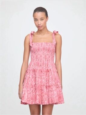 NWT Hill House The Ribbon Charlotte Nap Dress Pink Palm Ikat Size L